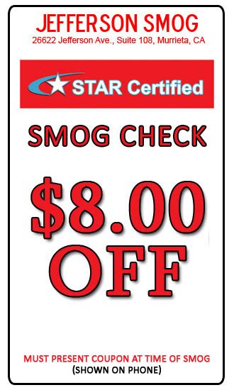 See more reviews for this business. Best Smog Check Stations in Temecula, CA - Jefferson Smog Test Only Center, Speedy Smog & Vehicle Registration, Smog Test Murrieta, Kwic Smog Center, Nice & Easy Smog Check - Temecula, Temecula Smog, Brothers Smog & Lube, Redhawk Auto Service, Smog Star Test Only, Golden State Smog.